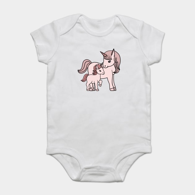 Unicorn, Mother and Child, Unicorns Mothers Day Gift Baby Bodysuit by logiamerch